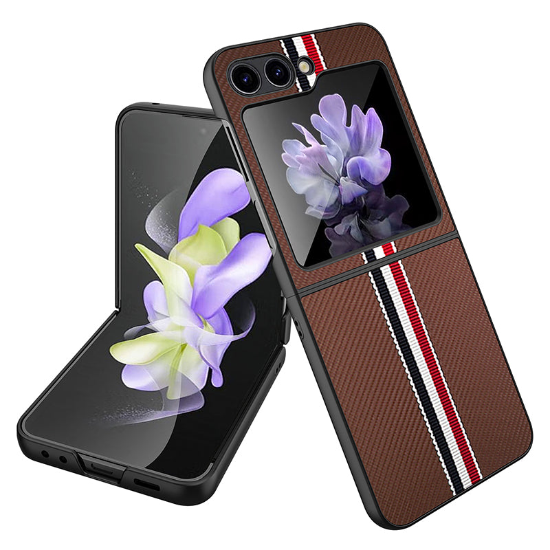 For Samsung Galaxy Z Flip5 5G Slim Case Ribbon Splicing PU PC Phone Case For Samsung Galaxy Z Flip5 5G Slim Case Ribbon Splicing PU PC Phone Case